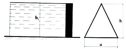 Шлюзовое окно закрыто шитом треугольной формы, ширина которого а = 1,5м, высота b = 4м. За шитом 