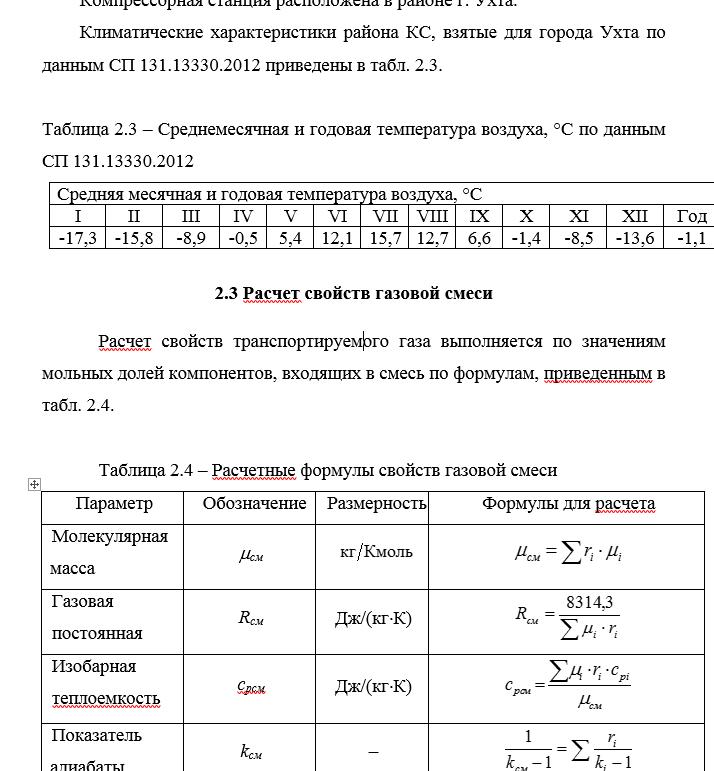 Расчет компрессорной станции перекачки природного газа