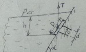 Плоский круглый щит с диаметром D = 1000м, закрывает выход из водохранилища 
