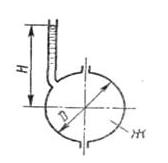 Шар диаметром D=500мм наполнен жидкостью Ж (вода). Уровень жидкости в пьезометре, присоединенном к шару