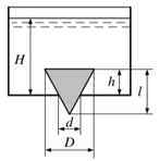 Клапан из материала с плотностью рк = 7500кг/м3, в виде конуса с диаметром основания D и высотой l